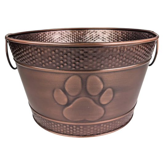 Metal Indestructible Dog Toy Bin - Storage Bin with Handles (Lead-Free Copper)