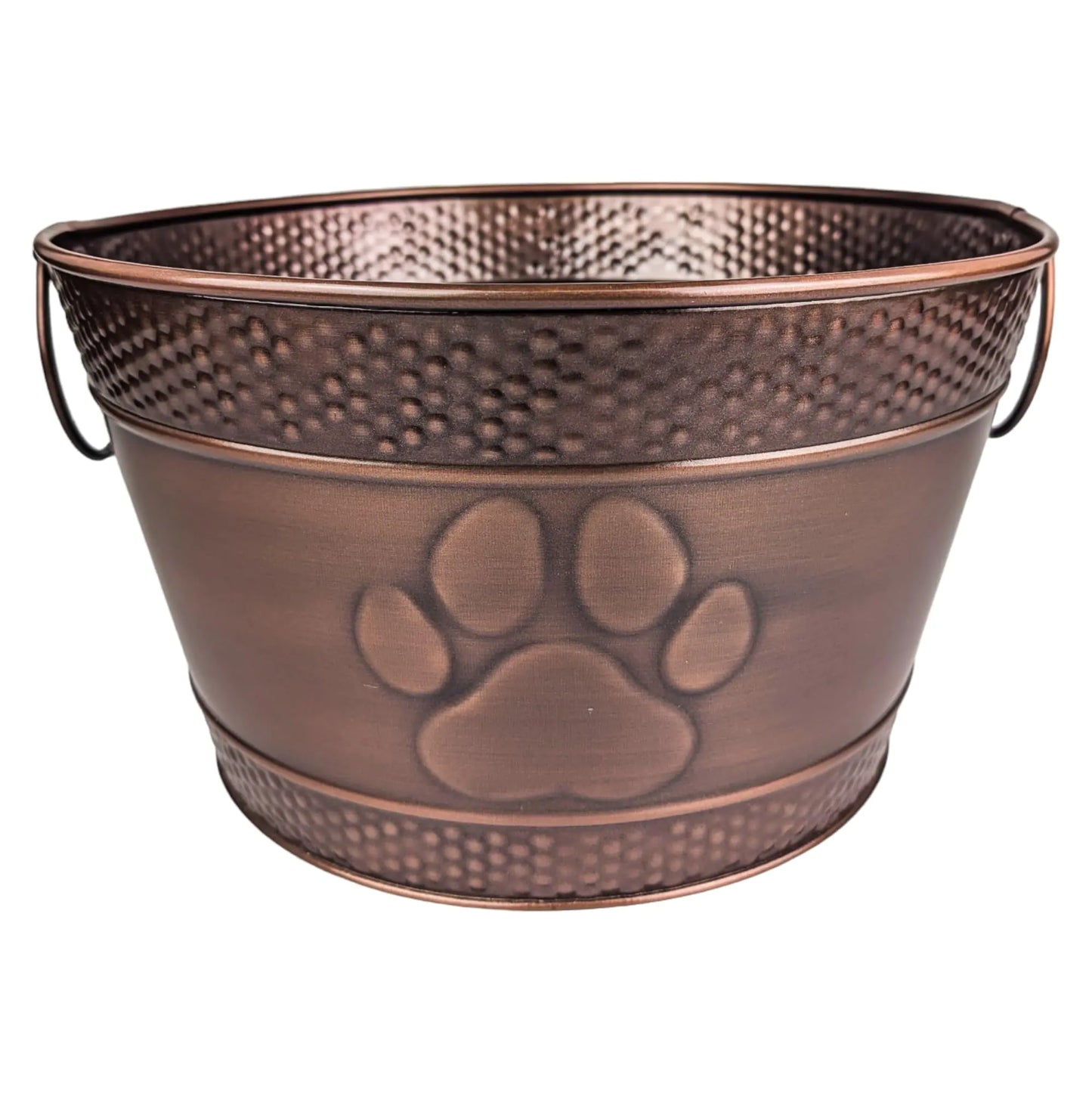 Metal Indestructible Dog Toy Bin - Storage Bin with Handles (Lead-Free Copper)